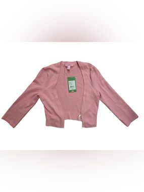 Lilly Pulitzer Light Pink Cropped Open-Front Cardigan